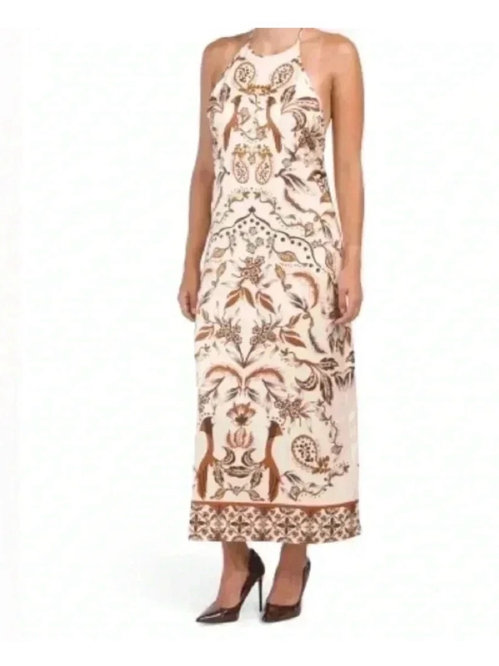 House of Harlow 1960 Cream Maxi Dress with Brown Print